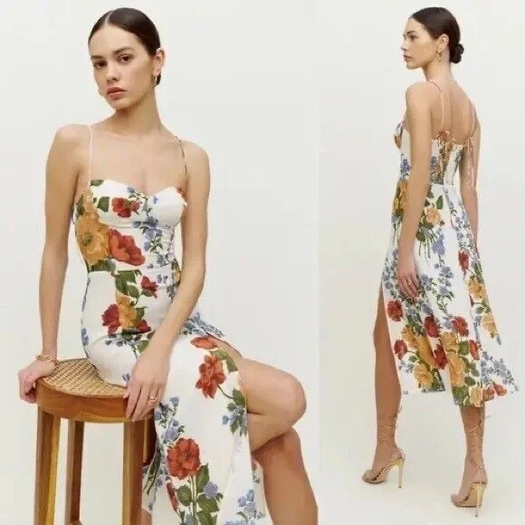 Reformation Juliette Floral Spaghetti Strap Maxi Dress in Formosa - Picture 7 of 8